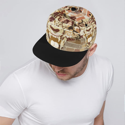 Brickwall Wolf Print Snapback Hat