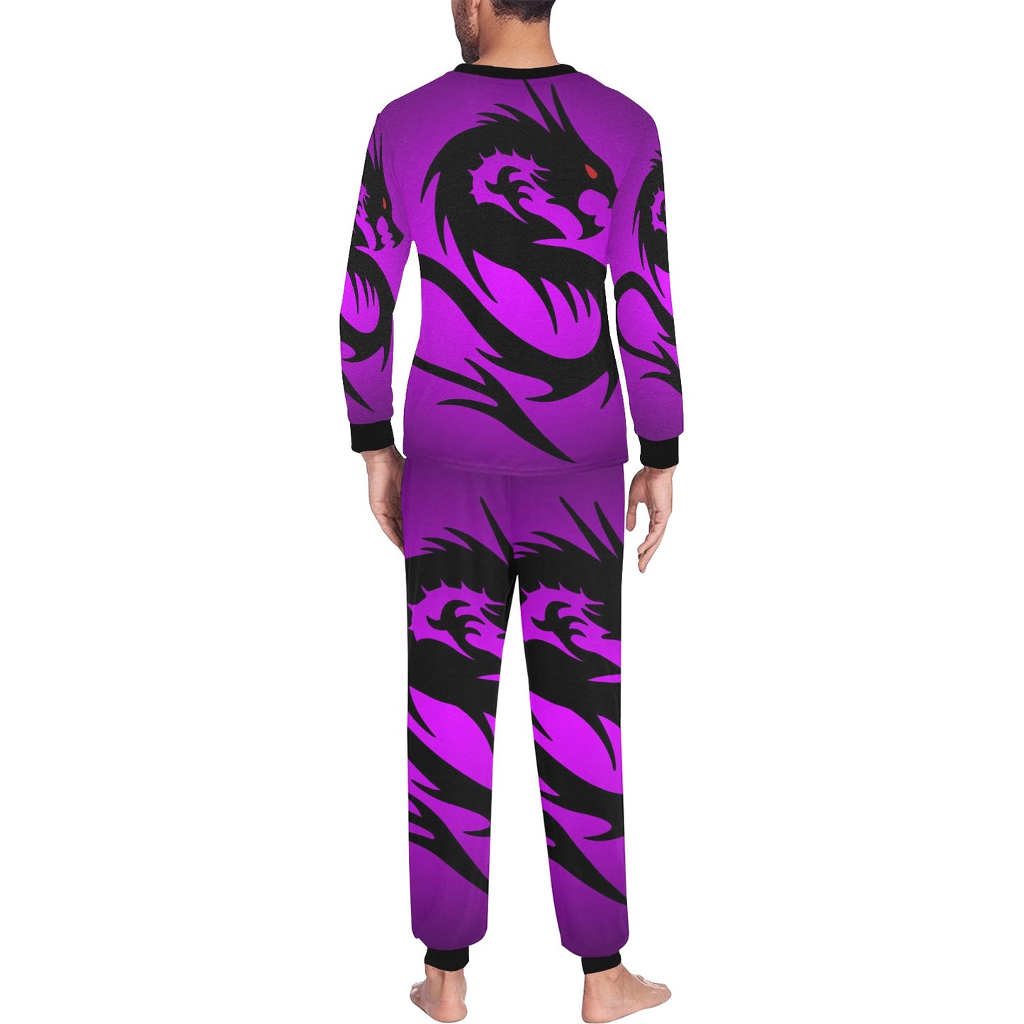 Abstract Cool Dragon Purple Men's Print Lounge or Pajama Set