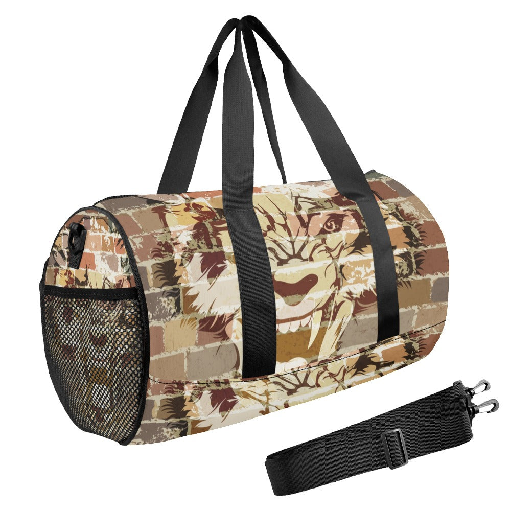 Duffle Bag Wolf on Brick Pattern