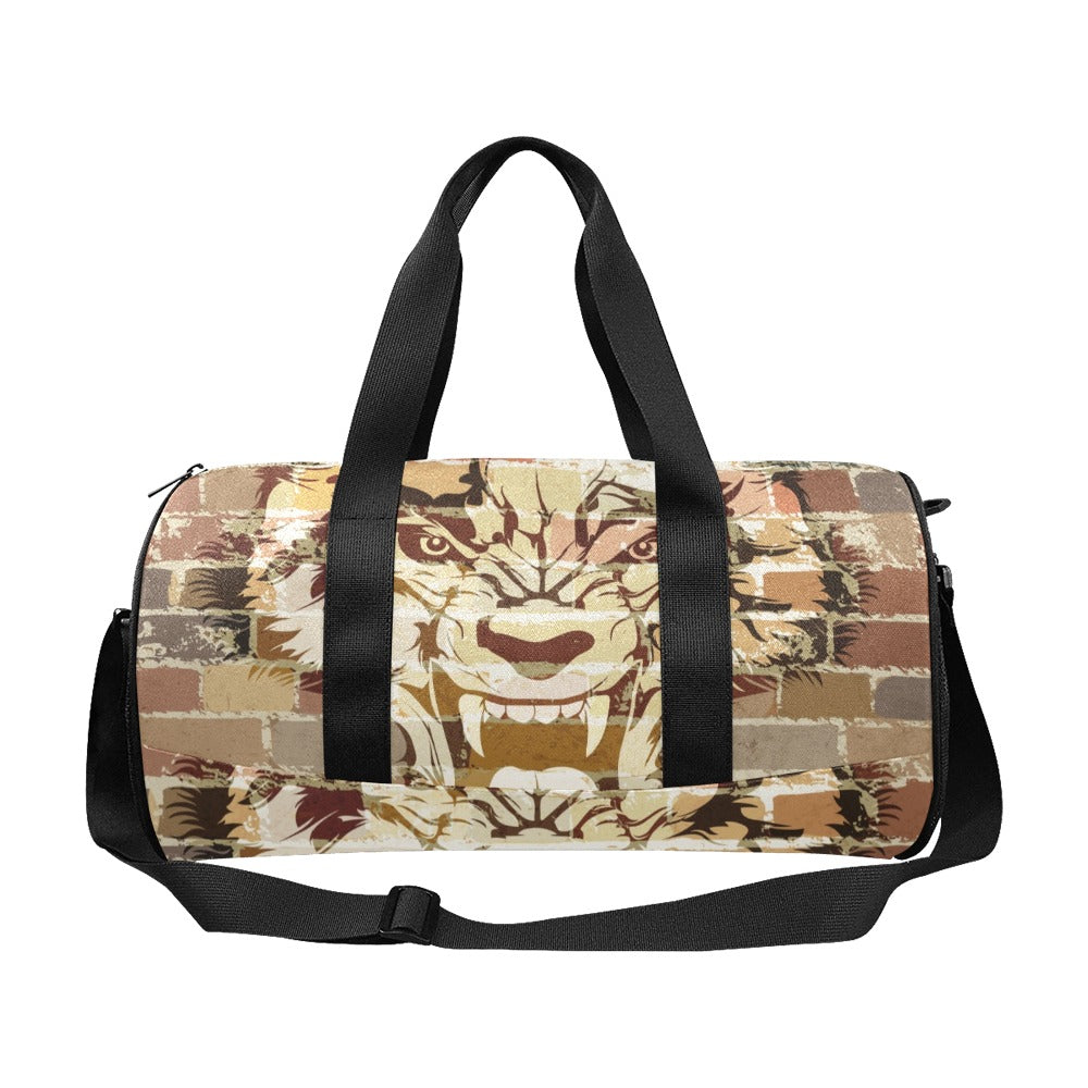 Duffle Bag Wolf on Brick Pattern