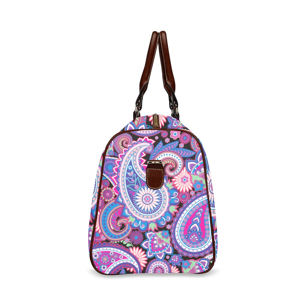 Pink Pasley Waterproof Travel Bag