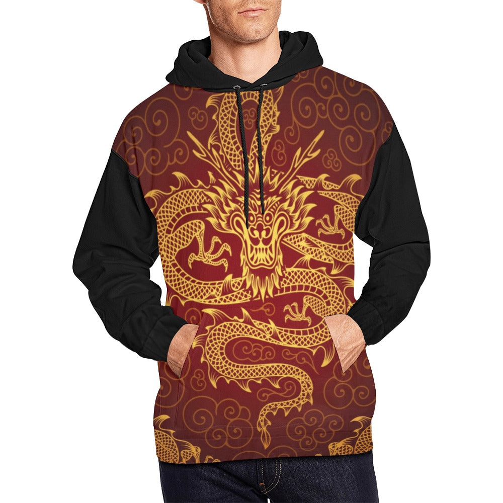 Dragons with Black Sleeves Hoodie for Men