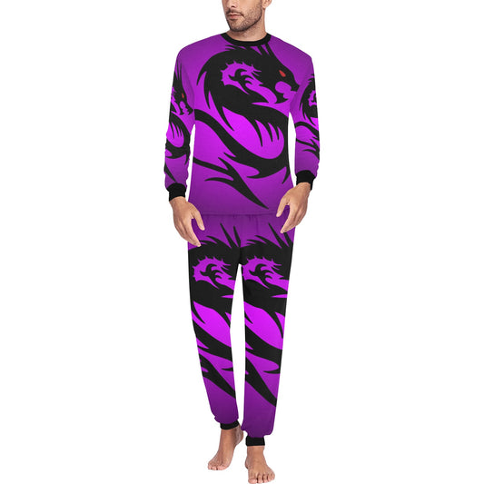 Abstract Cool Dragon Purple Men's Print Lounge or Pajama Set