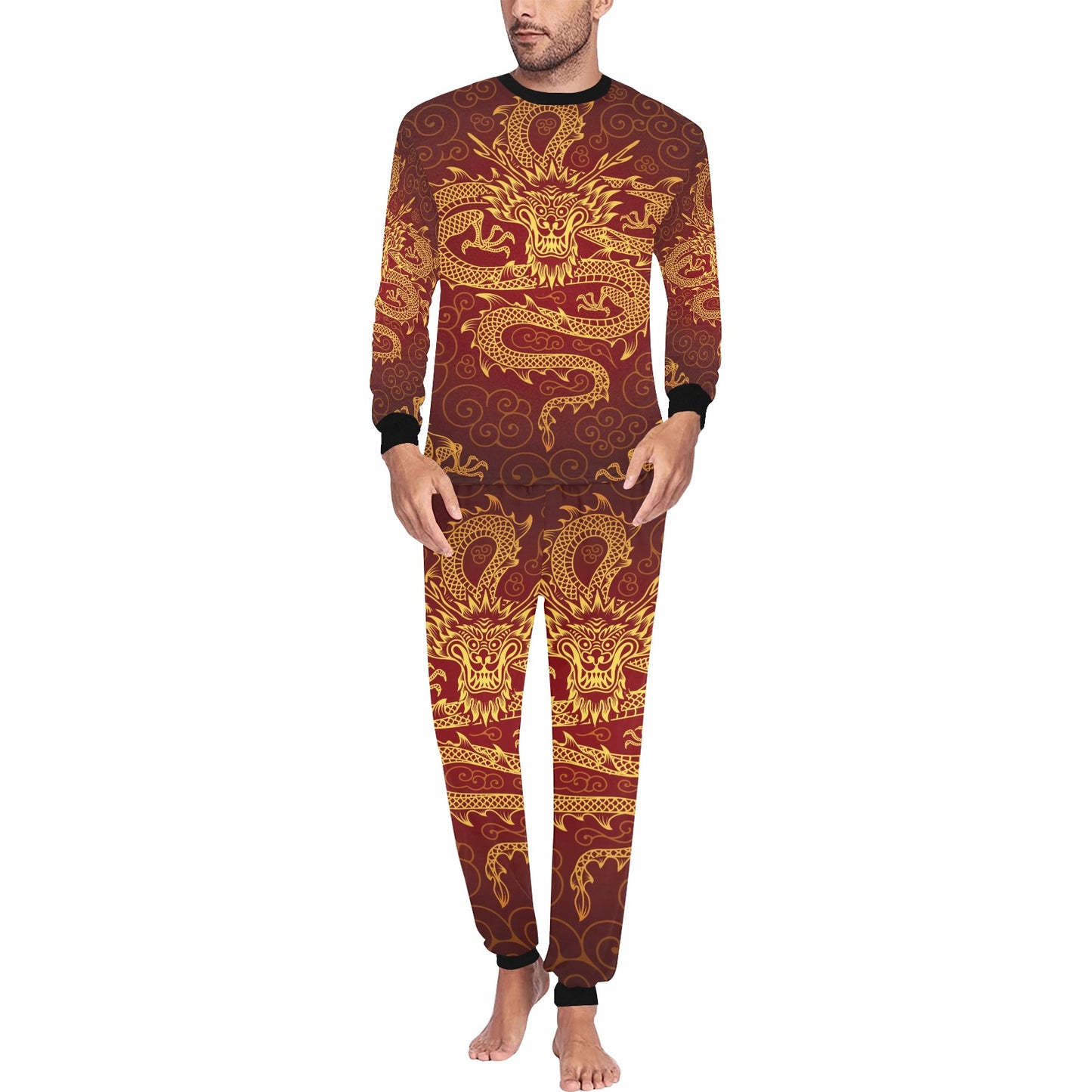 Dragon Print Lounge Wear Pajama Set