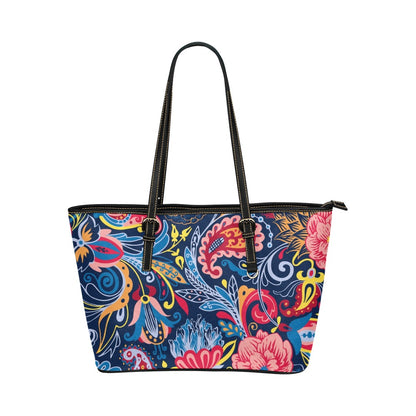 Vector Paisley Leather Tote Bag