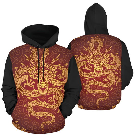 Dragons with Black Sleeves Hoodie for Men