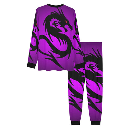 Abstract Cool Dragon Purple Men's Print Lounge or Pajama Set