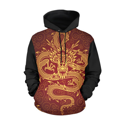 Dragons with Black Sleeves Hoodie for Men