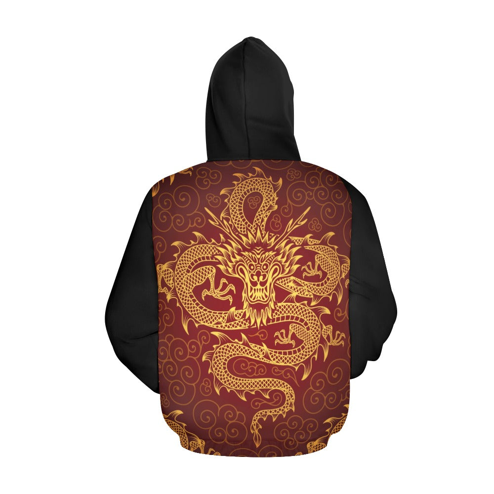 Dragons with Black Sleeves Hoodie for Men