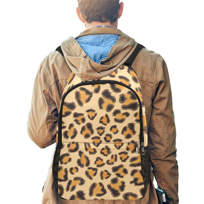 Leopard Pattern Backpack with Side Mesh Pockets