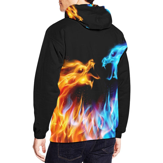 Dragons  Print with Black Sleeves Hoodie for Men