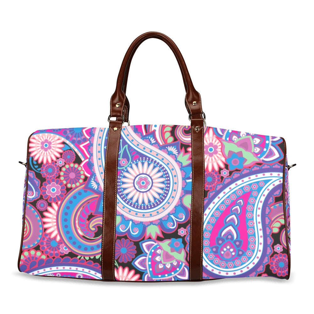 Pink Pasley Waterproof Travel Bag