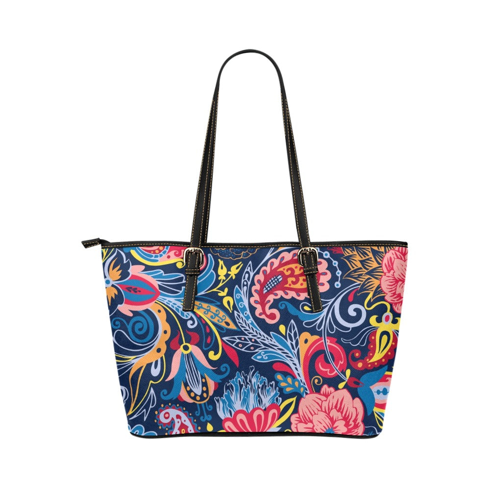 Vector Paisley Leather Tote Bag