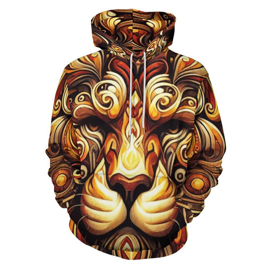 Loose Fit All-Over Print Hoodie for Adults Double hat sweater