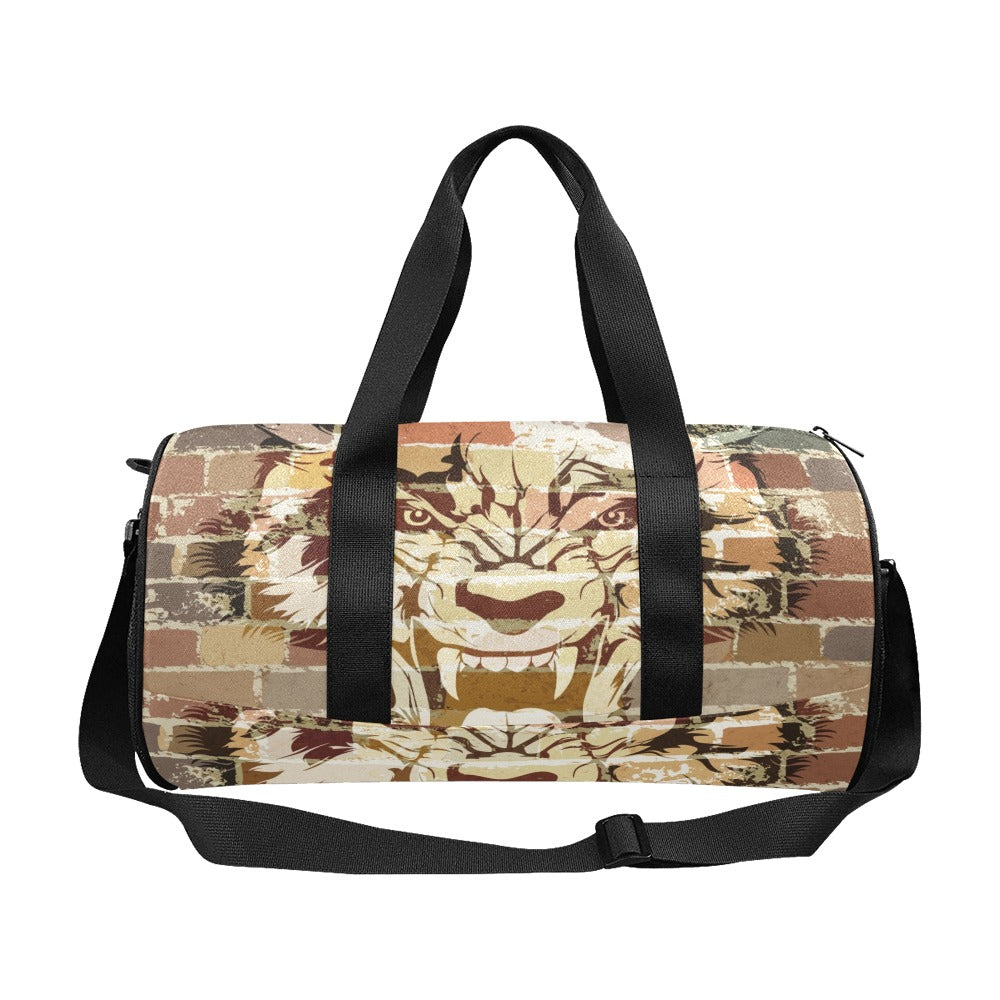 Duffle Bag Wolf on Brick Pattern