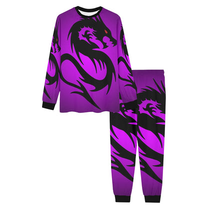 Abstract Cool Dragon Purple Men's Print Lounge or Pajama Set