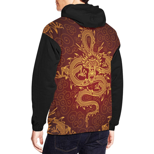 Dragons Print with Black Sleeves  Hoodie for Men