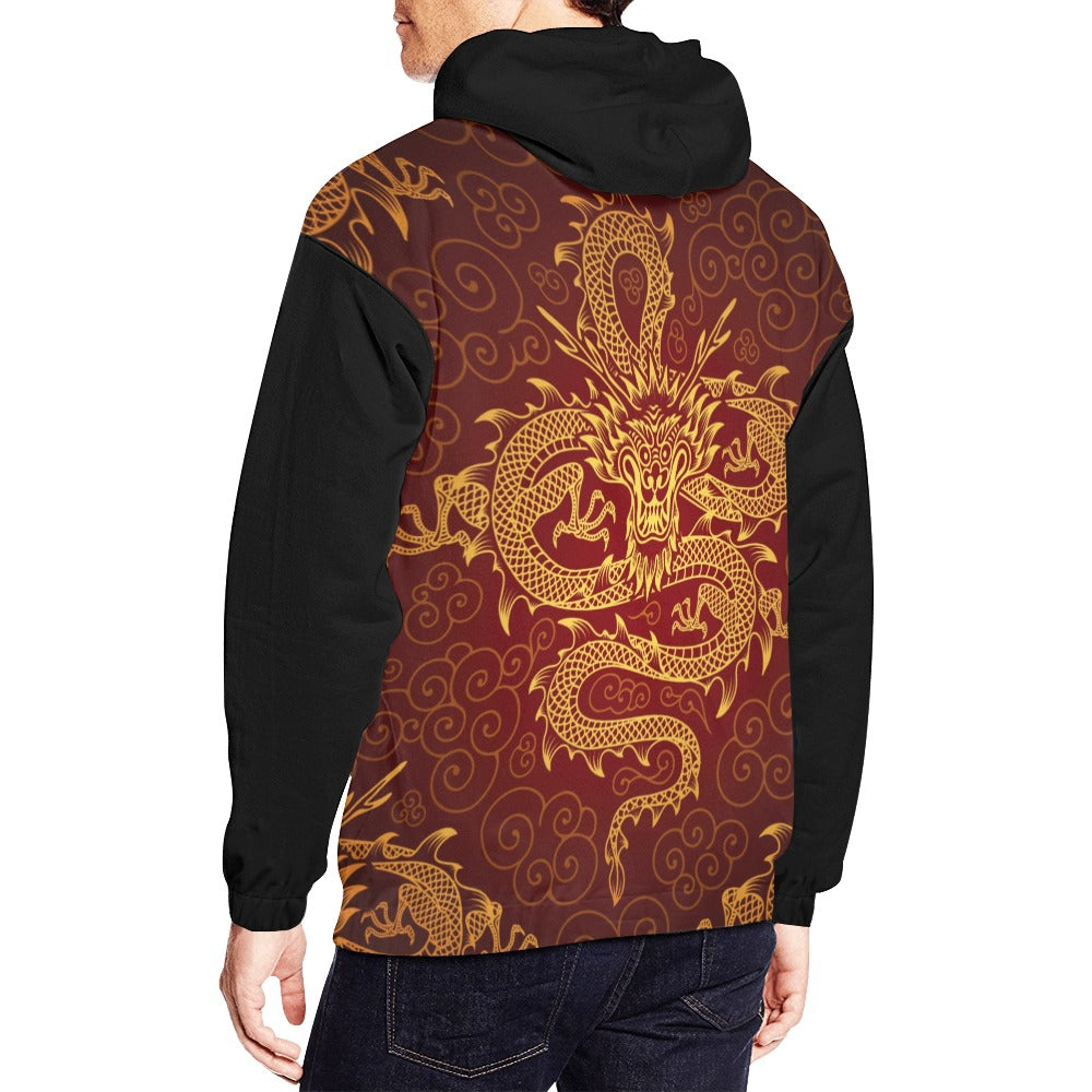 Dragons with Black Sleeves Hoodie for Men