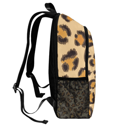 Leopard Pattern Backpack with Side Mesh Pockets