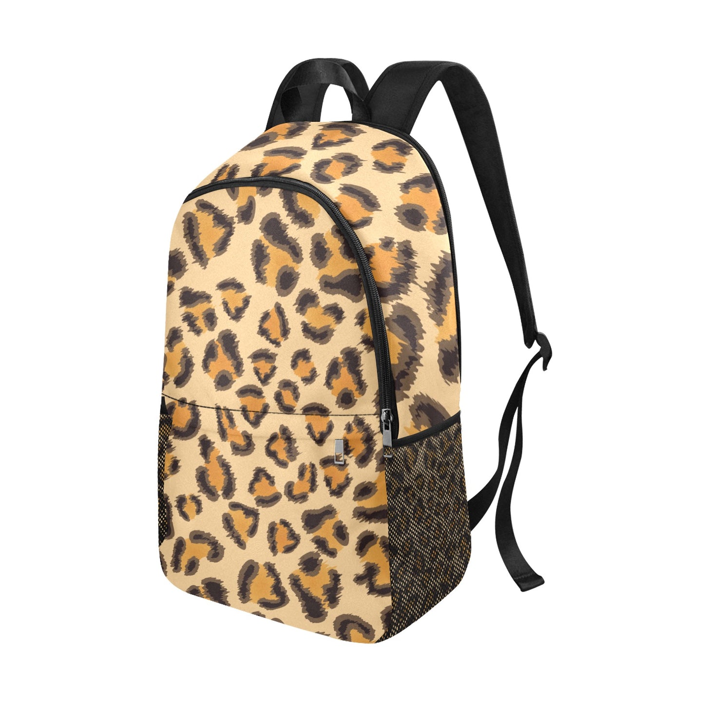 Leopard Pattern Backpack with Side Mesh Pockets