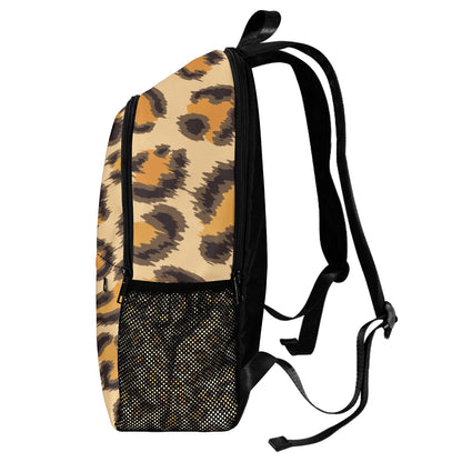 Leopard Pattern Backpack with Side Mesh Pockets